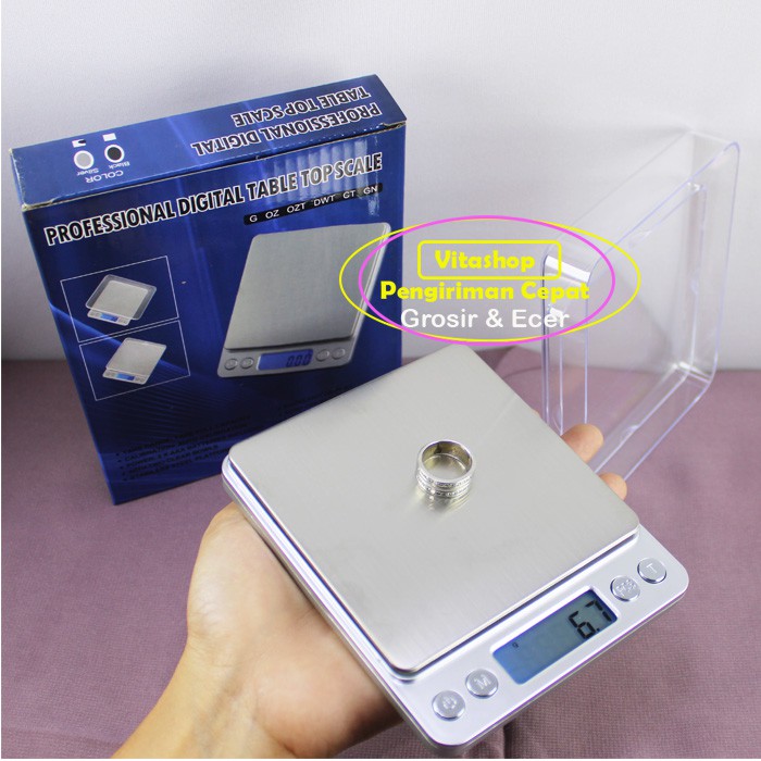 timbangan digital scale 500g/0.01 silver alat timbang emas dan permata