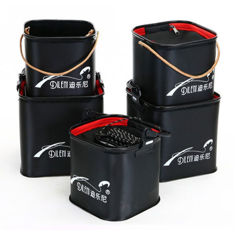 Ember Lipat Mancing Tempat Wadah Ikan Folding Fishing Bucket Model Rope