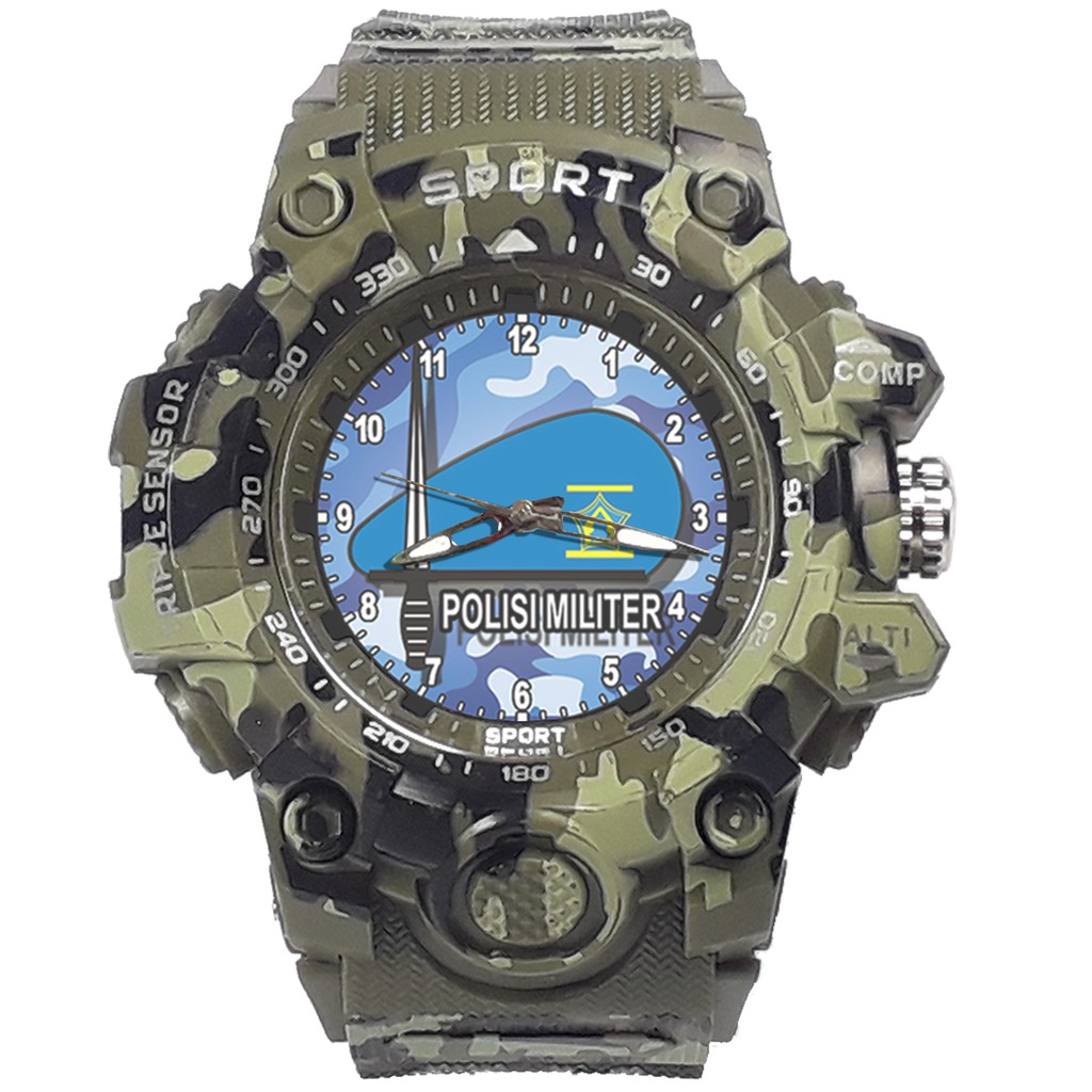 {Istimewa} Jam Tangan POLISI MILITER INDONESIA -Hijau Army Water Resistant