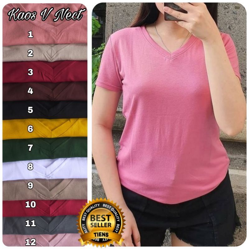 Kaos V neck Polos Wanita Cewek Premium / Korean V Neck