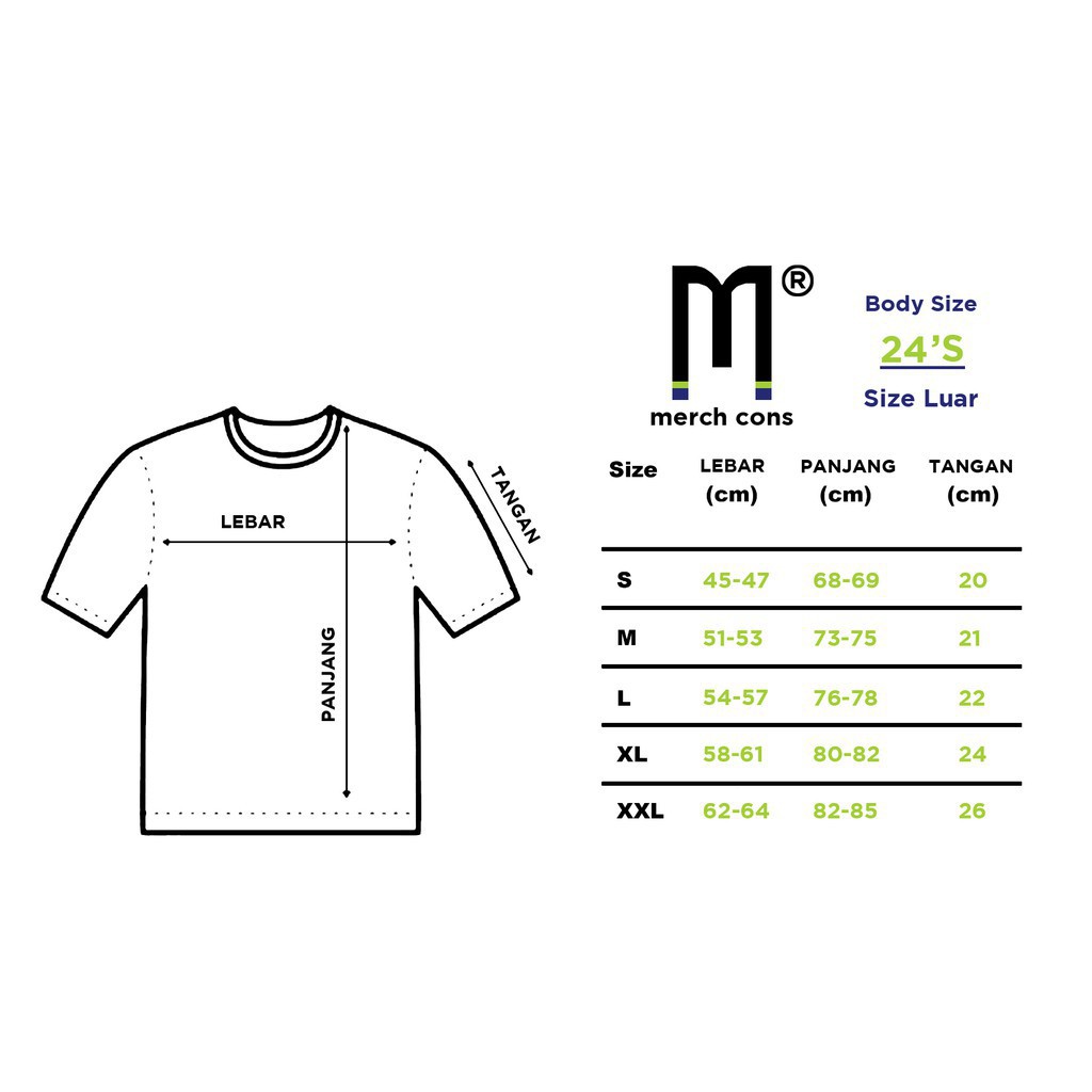 Kaos Polos Putih Label MERCHCONS Bodysize 24's