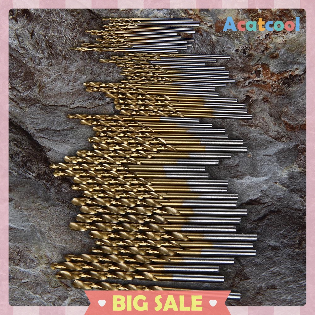 50Pcs Titanium Coated HSS High Speed Steel Drill Bit Set Tool 1/1.5/2/2.5/3