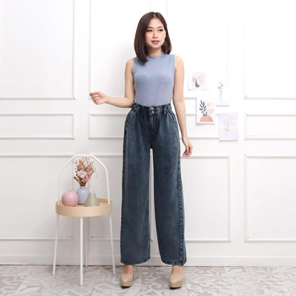 TERZA KULOT JEANS WANITA KANCING 2 / CELANA KULOT JEANS HIGHWAIST WANITA