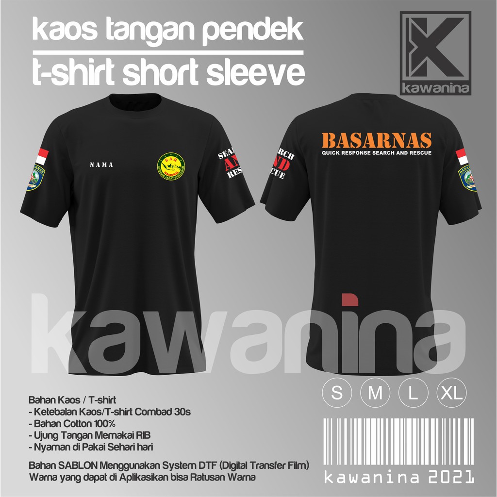 Kaos Basarnas lengan pendek / Kaos Tim sar / SAR