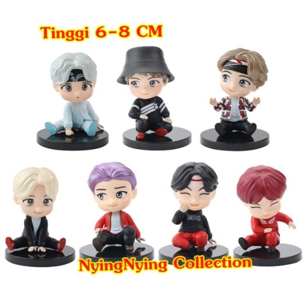 

BTS 7 Unik Duduk Action MINI TINYTAN isi figure/Pajangan/Mainan 1set Seri Murah