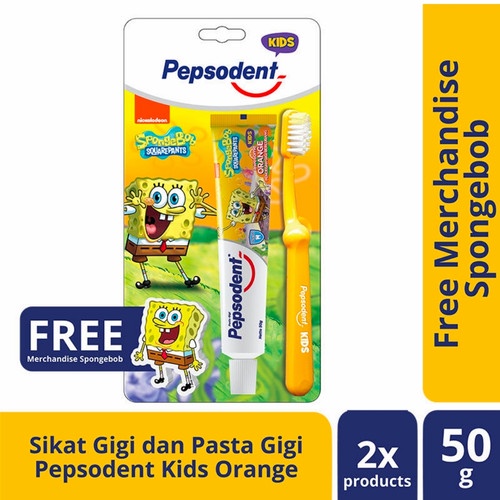 PEPSODENT Kids Spongebob  Pasta Gigi 50g & Sikat Gigi Anak 1pc