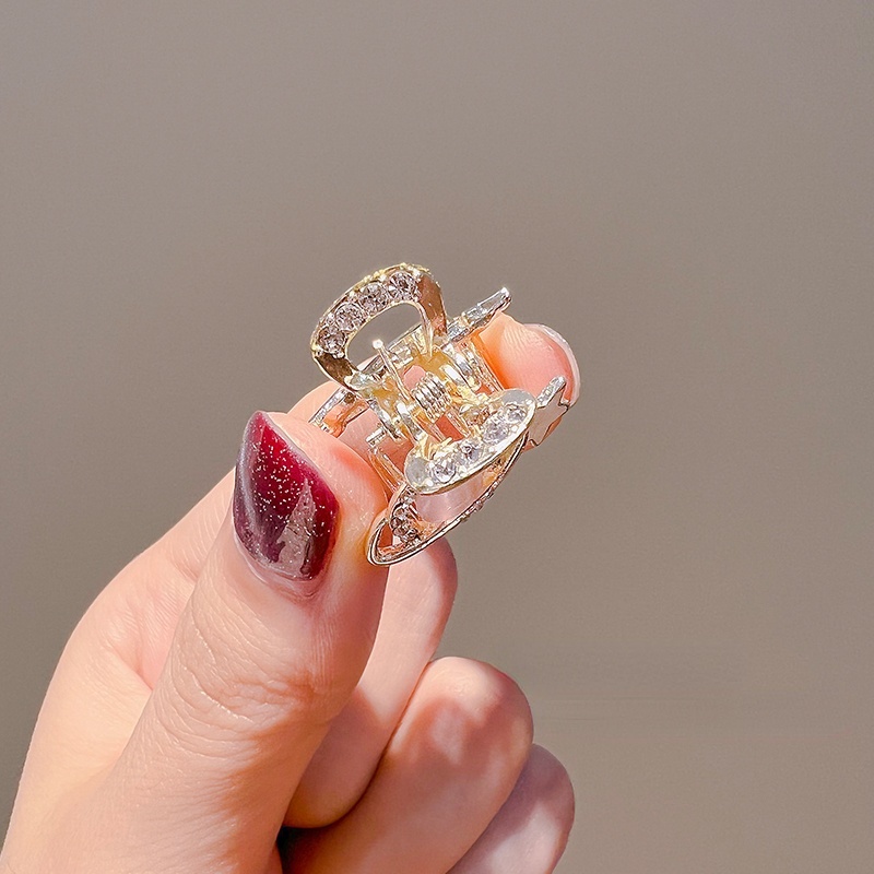 2022 Jepit Rambut Model Ikan Hiu Aksen Berlian Imitasi Warna Pink Gaya Korea Untuk Wanita