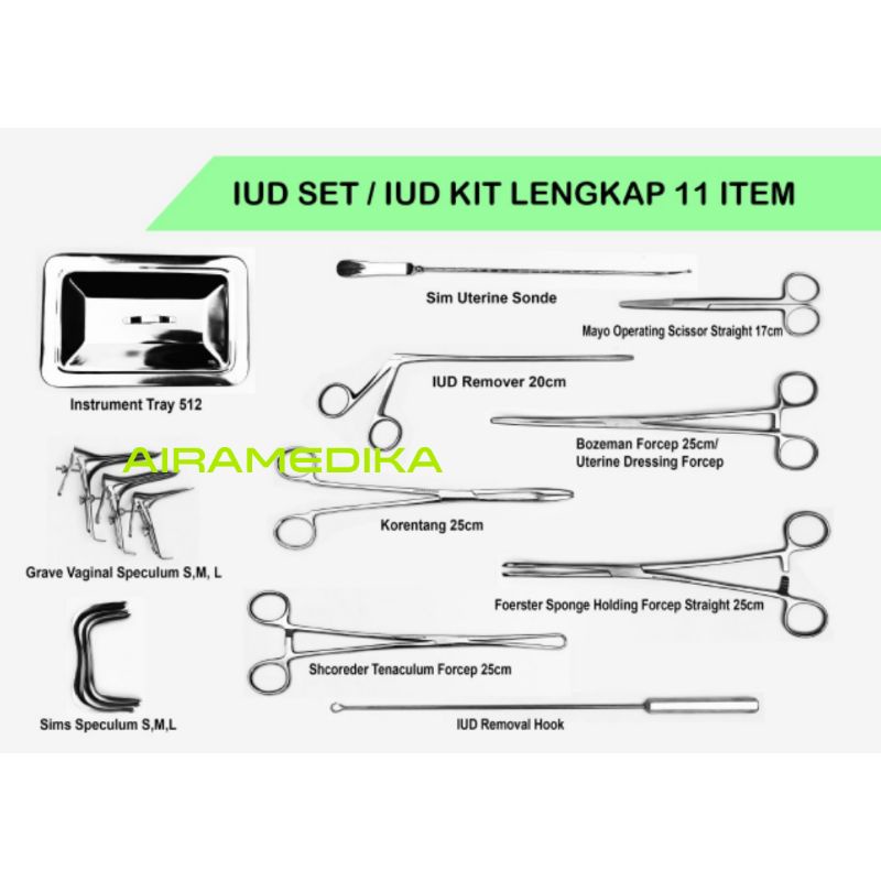 IUD Set 11 item Paket Komplit Stainless / IUD Kit Set 11 item  Paket Lengkap Stainless Steel