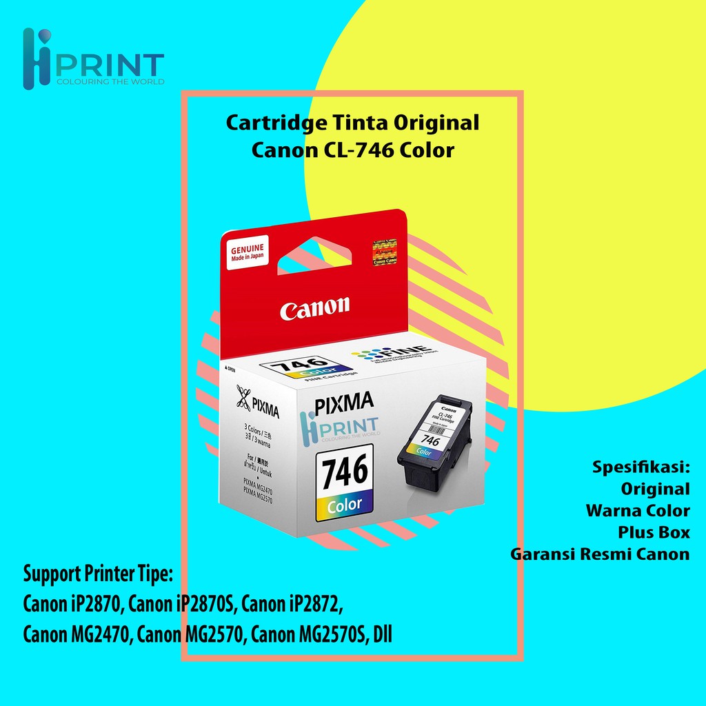Cartridge Tinta Original Canon CL746 CL-746 CL 746 Color, Cartridge Printer Canon TR4570S TS207 New