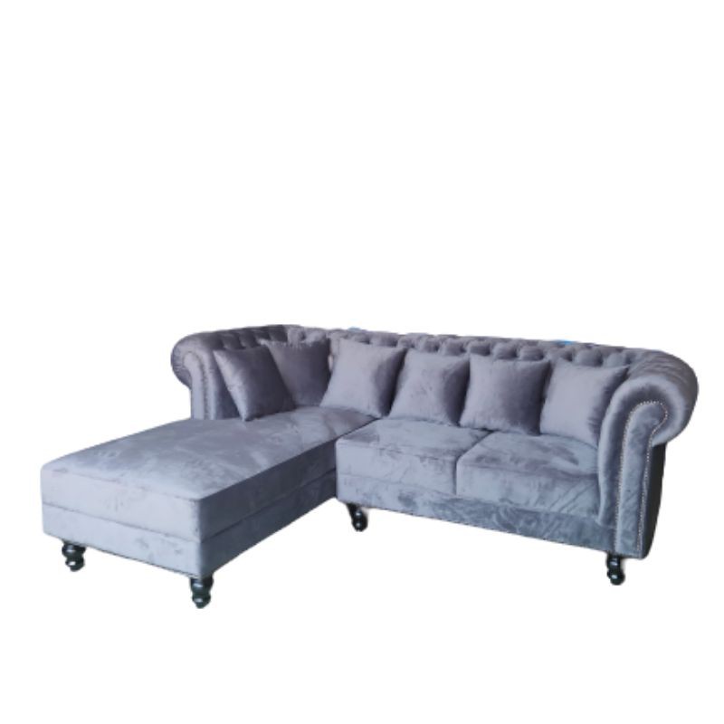 Sofa Leter L Super Mewah Chester Field