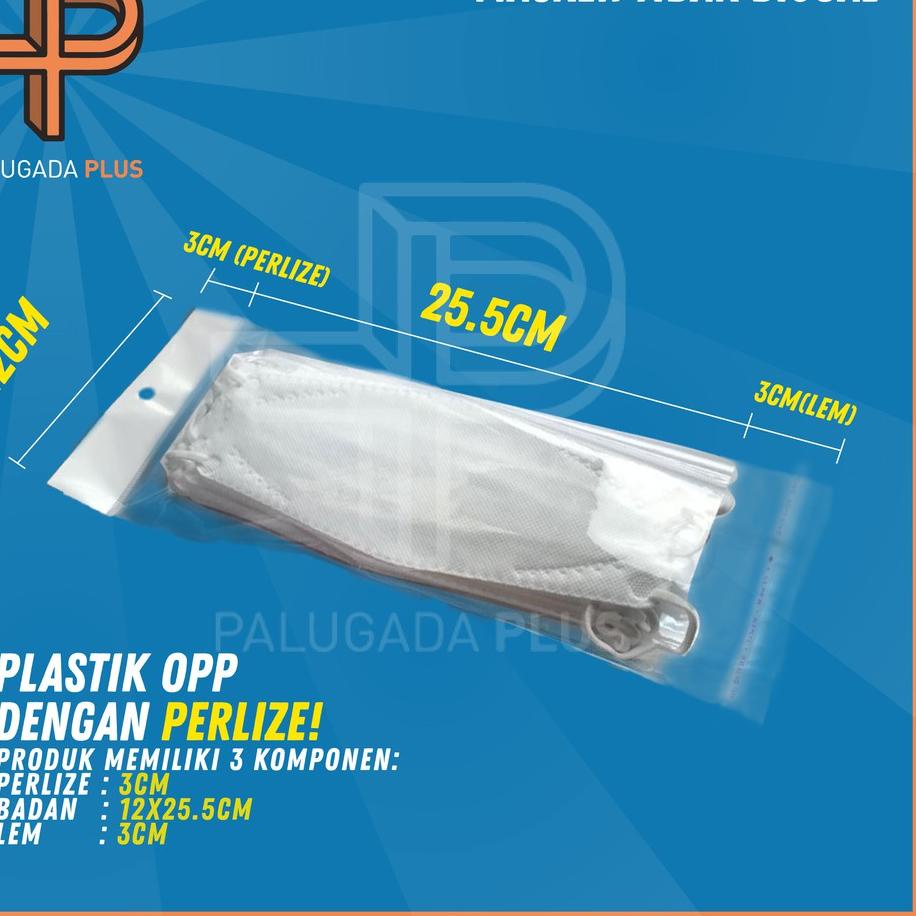 

Stok terbaru Plastik OPP Perlize Uk 12x28.5/25 +3cm(lem) untuk masker kf94, aksesoris, souvenir, isi