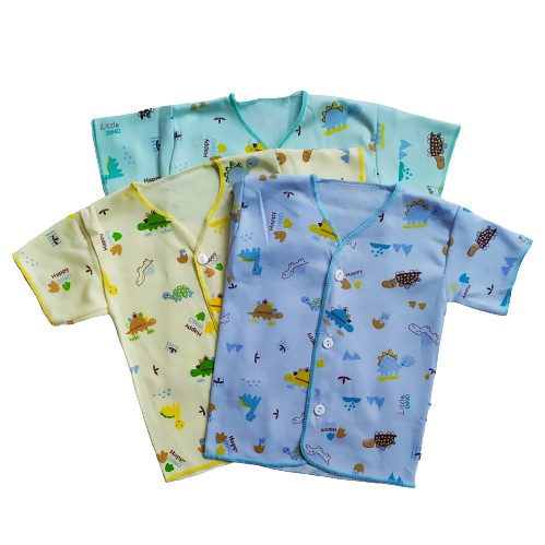 3 Pcs Baju bayi lengan pendek nb 0 - 6 bulan   atasan bayi  baju bayi lengan pendek  Baju bayi 0-6 bL / baju bayi motif / atasan anak bayi motif / perlengkapan baju bayi murah