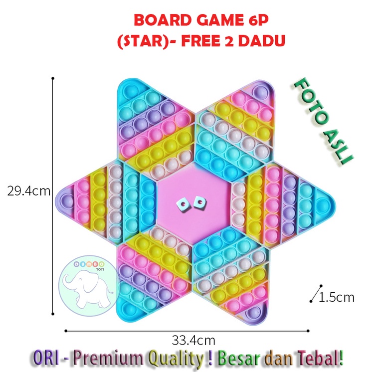 Pop It Board Game Persegi Panjang Battle Free Dadu Rainbow Jumbo-4
