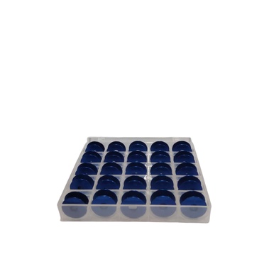 25 Bobbins + Case Spulll Spool Aluminium / Bobbins Mesin Jahit High Speed - EMAS SILVER,BIRU-6