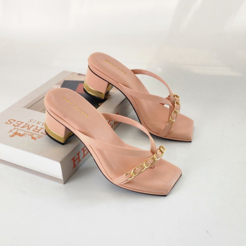 ARLAINE EVELYNE Sandal Heels Wanita/Heels Rantai/Heels Kondangan/Heels 5cm/High Heels Wanita