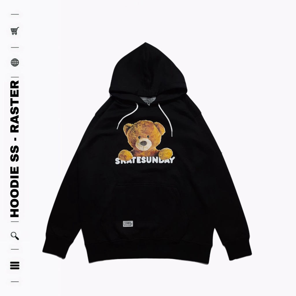 SKATESUNDAY - Jaket Hoodie Sweater Pria Wanita Original Bear Black Series