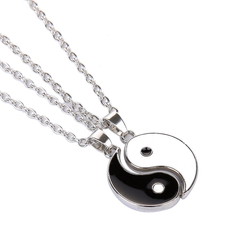 2pcs Kalung Liontin Puzzle Tai Chi Yin Yang Bahan Alloy Untuk Hadiah Ulang Tahun
