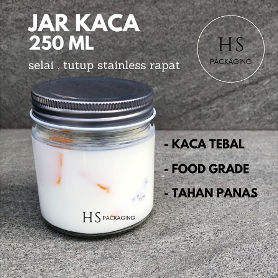 TUTUP STAINLESS 250 ml Jar Kaca / Glass Jar 250ml