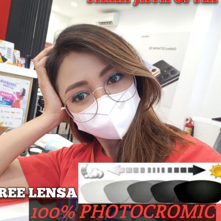 Harga Spesial.. kacamata photocromic frame bulat besar 3260 - New OP minus Normal berubah warna