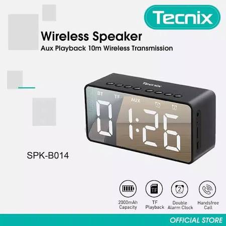 SPEAKER BLUETOOTH TECNIX SPK-B014 WIRELESS CLOCK SPEAKER ORGINAL