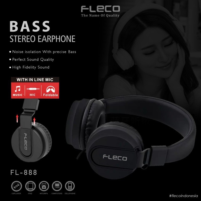 PROMO HEADPHONE BANDO FLECO FL888 ORI WITH MIC