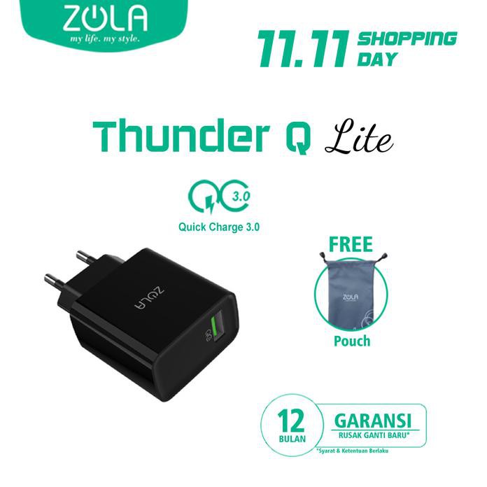 Zola International Thunder Q Charger Quick Charge 3.0 - Hitam