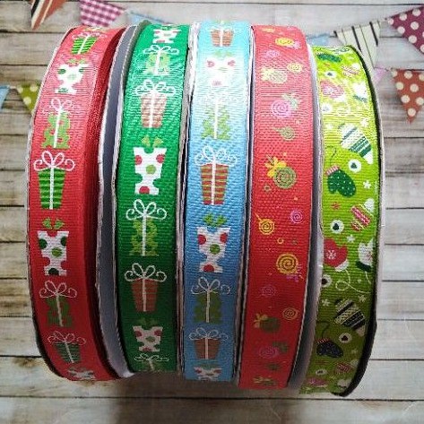 Pita grossgrain natal / christmas ribbon  2cm rol 10 yard