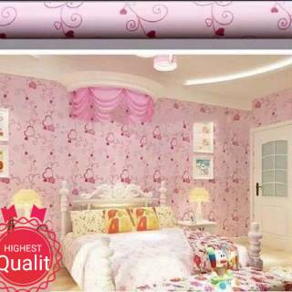  Wallpaper  dinding murah  ruang tamu kamar  tidur  love pink 