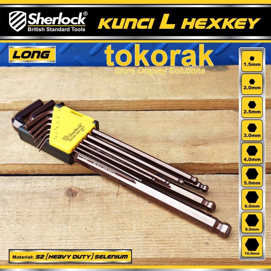 KUNCI L HEXKEY LONG SET 9 PCS SHERLOCK - KUNCI L BALLPOINT BINTANG