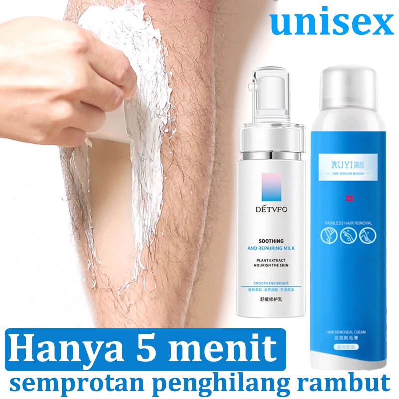 【Barang spot】Semprotkan cream Krim penghilang ​bulu encabutan rambut tanpa rasa sakit Ketiak, bulu kaki, jenggot,lengan,Dada,bagian pribadi hair removal spray Ringan dan tidak mengiritasi penghilang bulu permanen enghilang rambut cepat yang aman, lembut