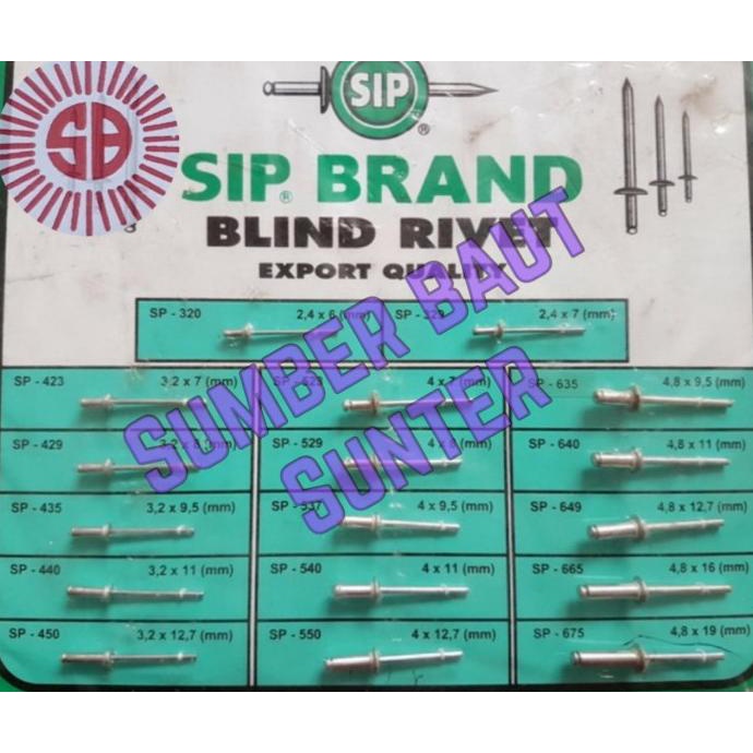 

Paku / Blind Rivet Sip Sp 523 (4 Mm X 7 Mm) - 1 Box 1.000 Pcs