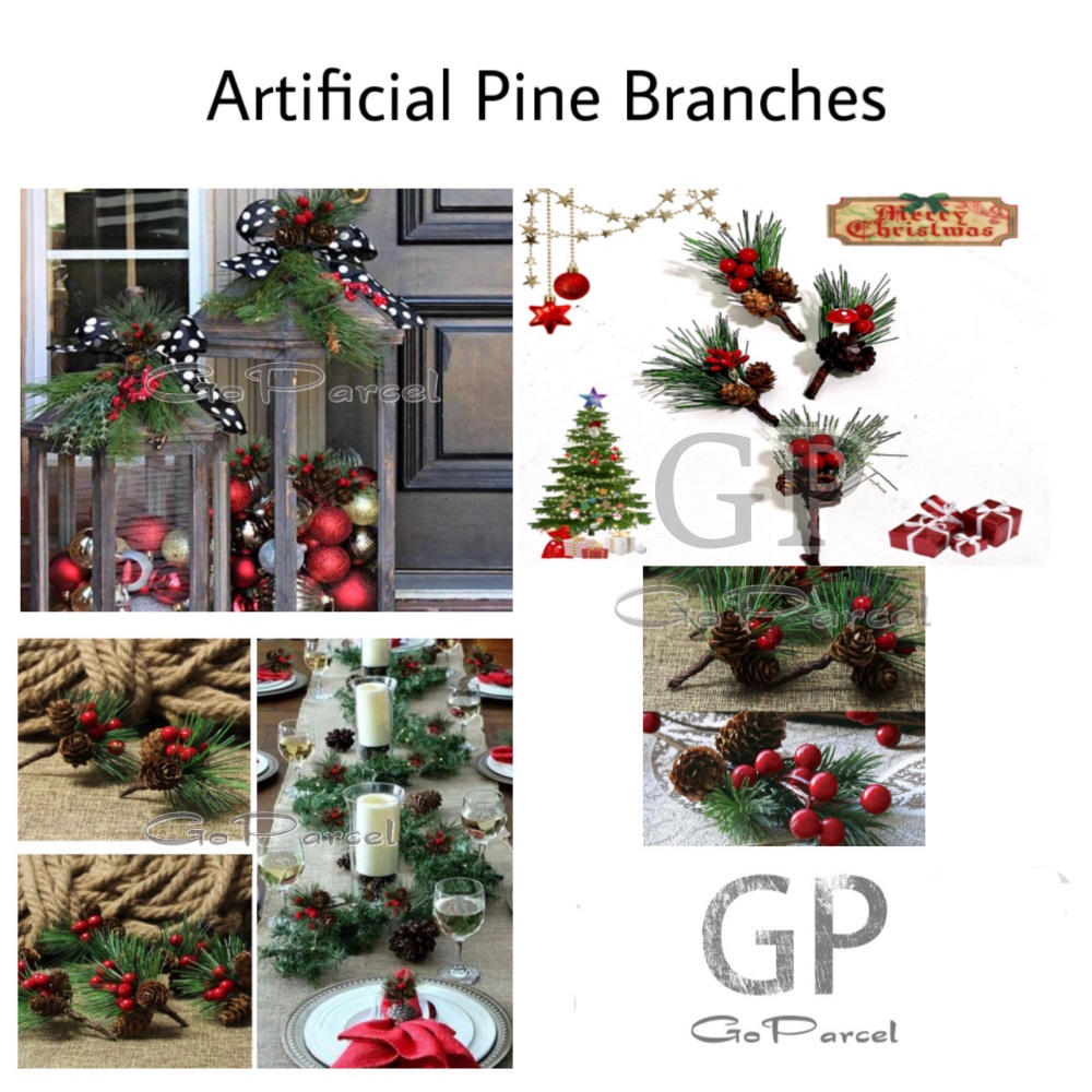 ARTIFICIAL PINE BRANCHES - HIASAN KADO / BUNGA PLASTIK DEKORASI POHON NATAL / RUMAH /