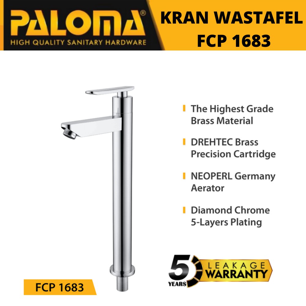 PALOMA FCP 1683 KERAN KRAN AIR DINGIN WASTAFEL  CUCI TANGAN TINGGI BRASS CHROME BERKUALITAS