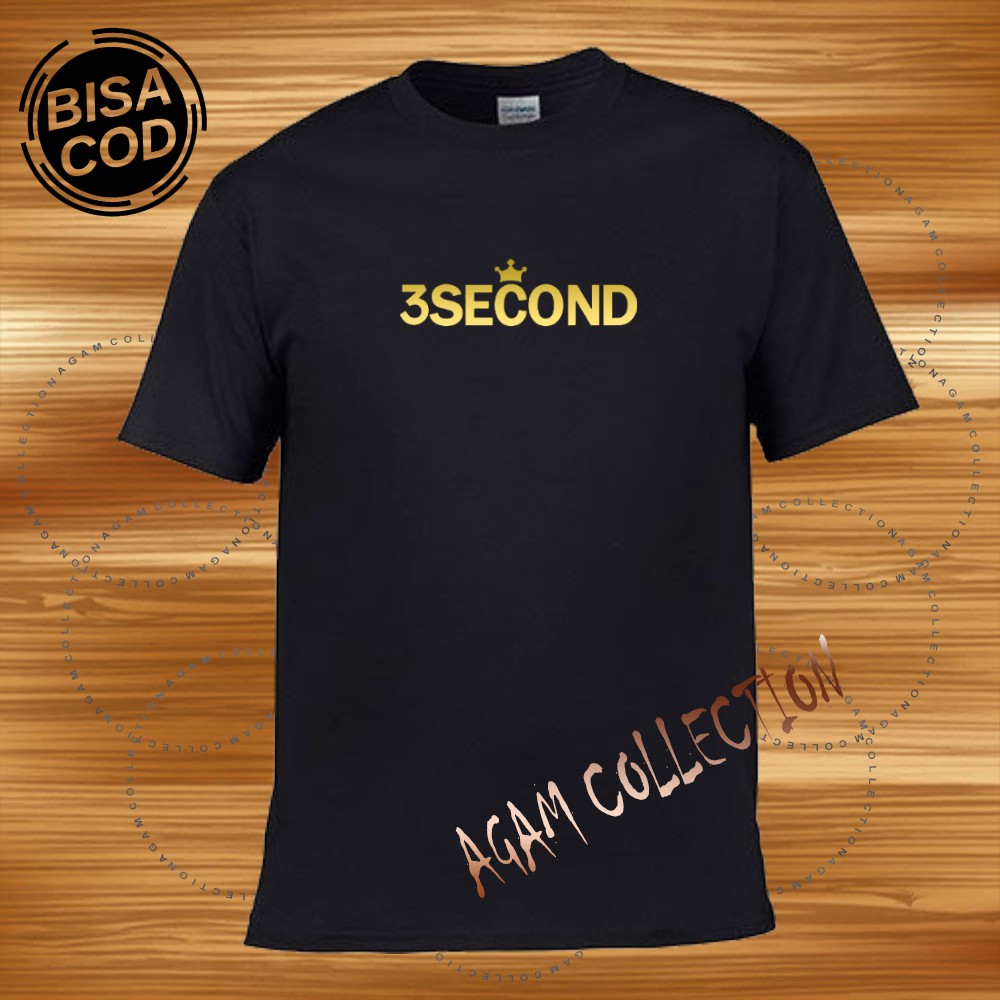 Agam Collection Baju Kaos Distro 3Second 033  Text Gold  Lengan Pendek  Premium Quality