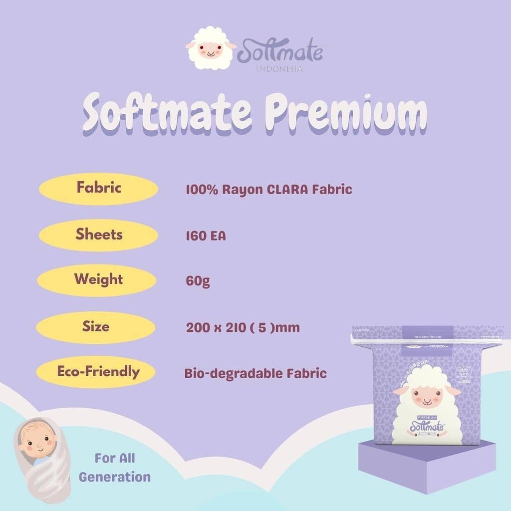 Softmate tissue premium 160’s / 160s / 160 sheet / Tisu Basah / Tissue Kering