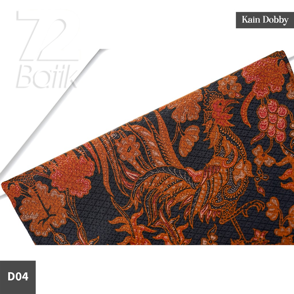 KAIN BATIK PREMIUM Bahan Dobby Motif Jago Alas Warna Hitam Black Orange 721652 Cap 72 Jarik Jarit Samping Kebat Panjang Batik Dobby Modern Premium Bahan Seragam Batik Pernikahan Kantor Keluarga Murah Kamen Jadi Batik Bali Lembaran