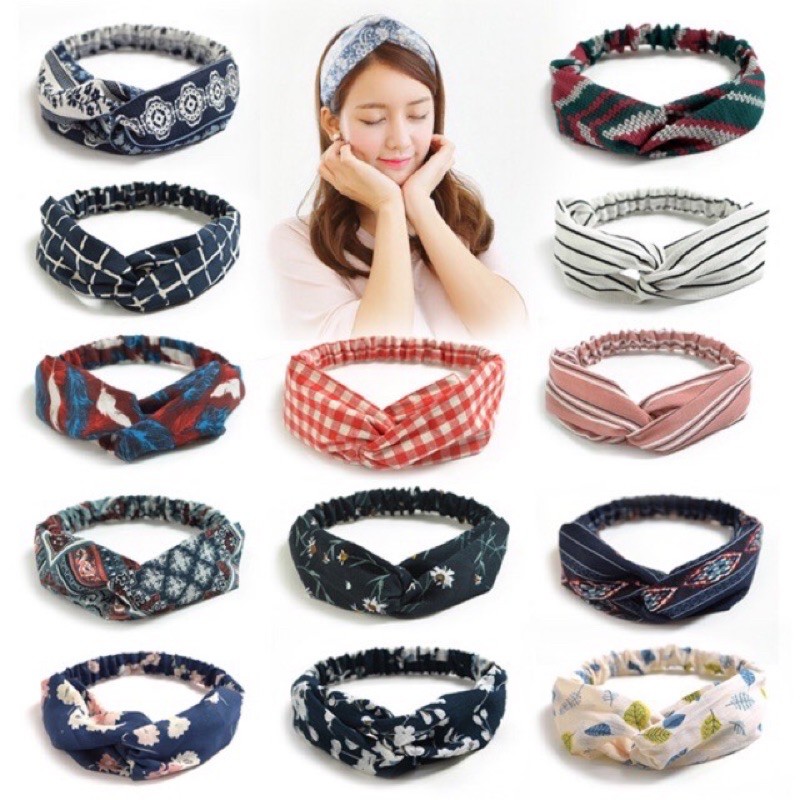 Bando Bandana Lucu / Bando Bandana Kain Motif Ala Korea / Koyo Rambut