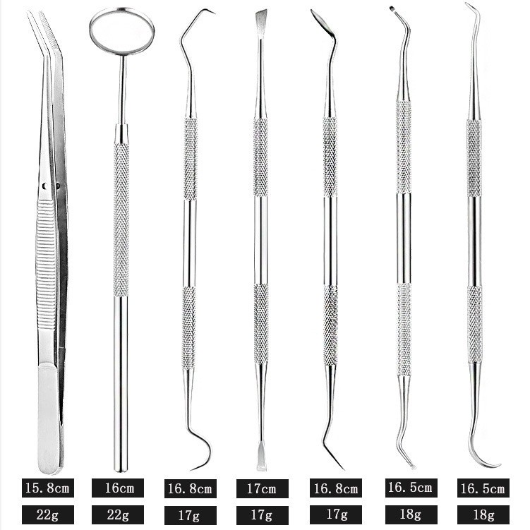 Peralatan Set Dokter Gigi Dentist Dental Tool 7 PCS - 4012 - Silver