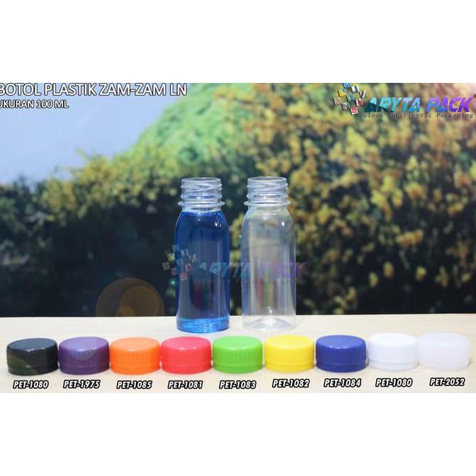 PET1080. BOTOL PLASTIK 100ML PET ZAM-ZAM TUTUP SEGEL HITAM - HITAM