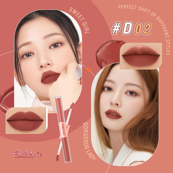 PINKFLASH Matte 2 In 1 Lipstick Dual-ended soft Velvet Tint Duo Liquid Lipstik Ombre Tahan Lama