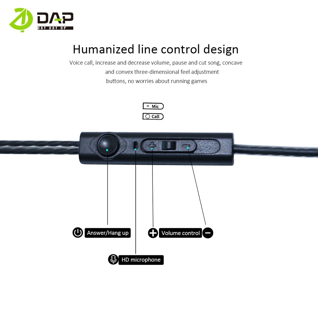 Headset With Mic DAP DH-F11 Hifi Headset Stereo Jack 3.5 120cm