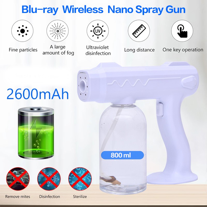 COD Wireless Charging Sprayer Blue Light Portable Fogger Machine Nano Steam Spray Guns