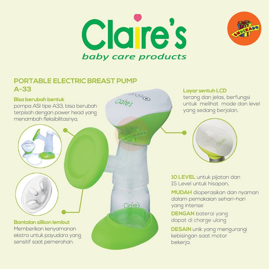 CLAIRE'S TRANSFORMABLE ELECTRIC BREAST PUMP - Pompa Asi Elektrik