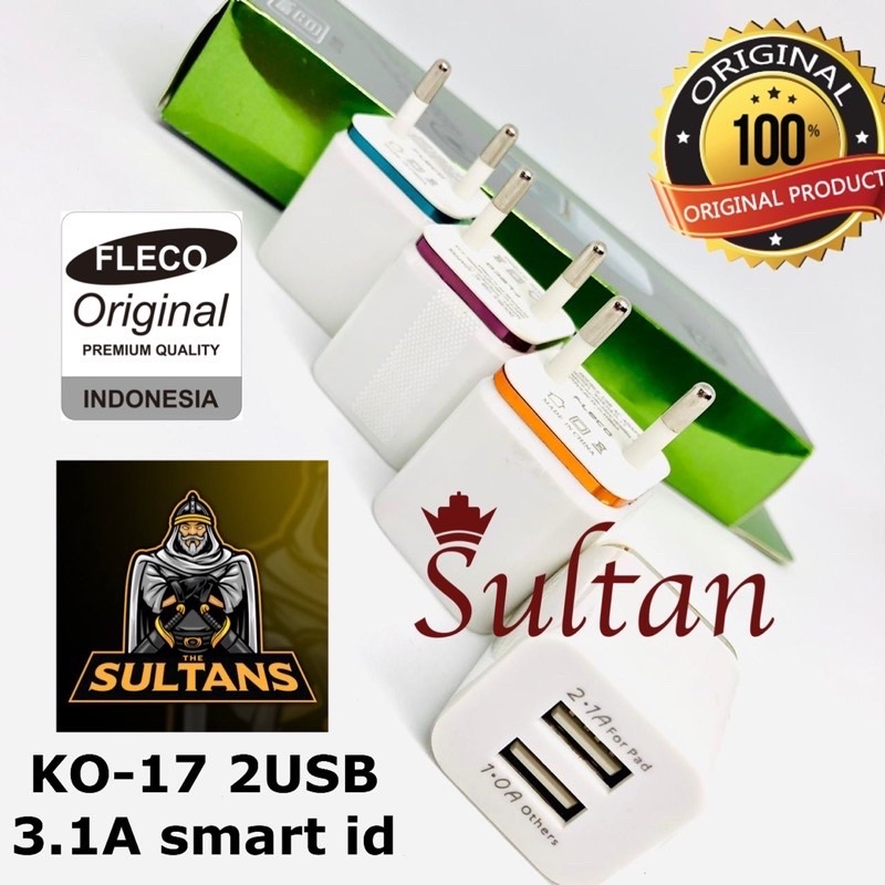 PROMO BATOK CHARGER FLECO KO17 2USB packing