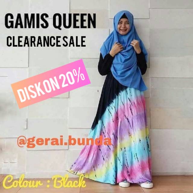 Baju Gamis Syari Wanita Muslim Abaya Maxi Dress TieDye Pelangi Busui Friendly