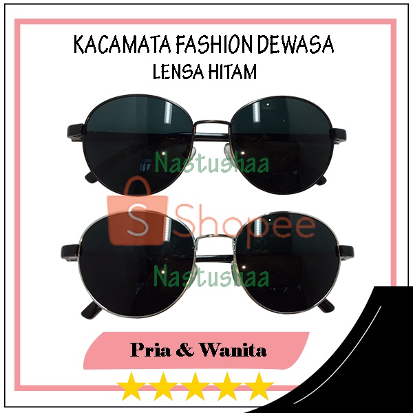 Kacamata Hitam Fashion Pria Wanita Terbaru / Kacamata Anti Sinar Matahari / Kaca mata Gaya Termurah Model Oval Frame Besi NOCASE