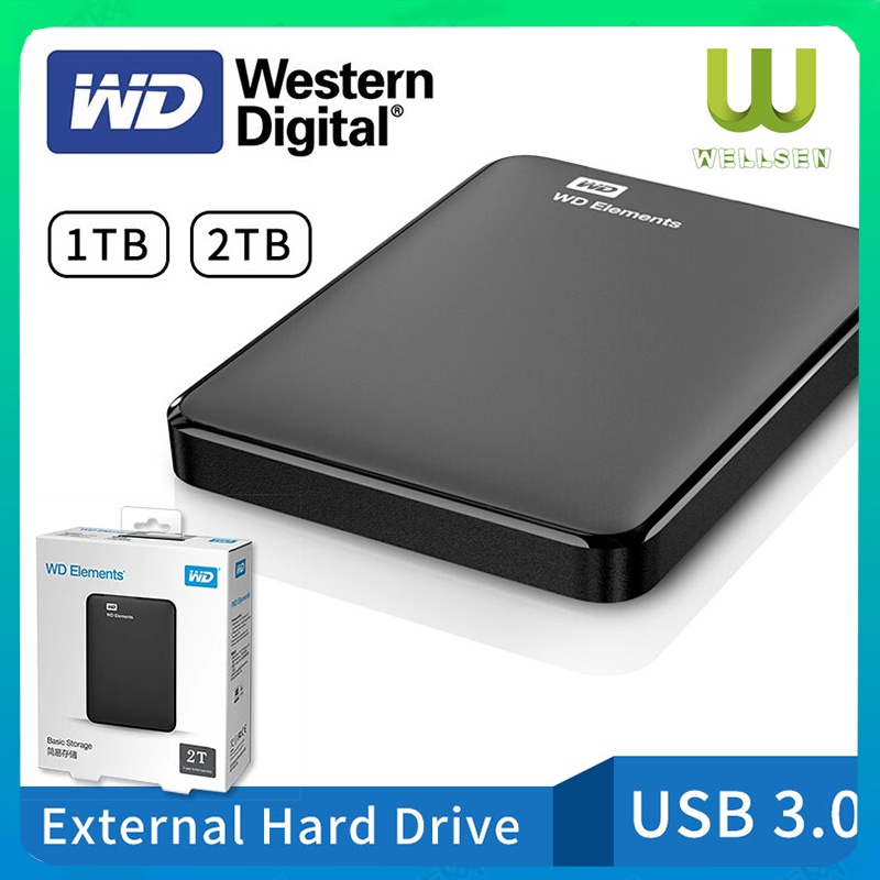 Western Digital WD 1TB / 2TB Warna Hitam- External Hardisk HDD - Garansi Resmi