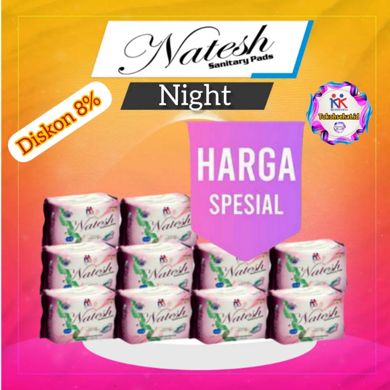 Natesh Pembalut ( Promo Spesial Hemat 10 Pack Natesh Night ) Original KK Indonesia