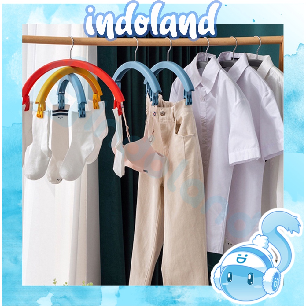 ☀ INDOLAND ☀  Hanger Baju Pelangi Serbaguna Gantungan pelangi jepitan praktis Gantungan Baju Aesthetic R724