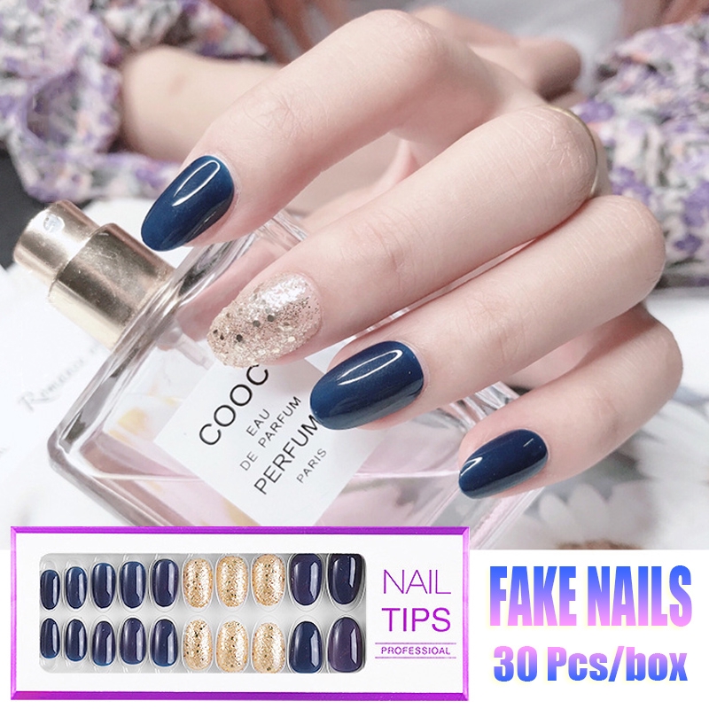 6 Styles 30 Pcs/box Press ON Fake Nails Kuku Palsu Full Cover Nail Tips Reusable Nail Art False Nails